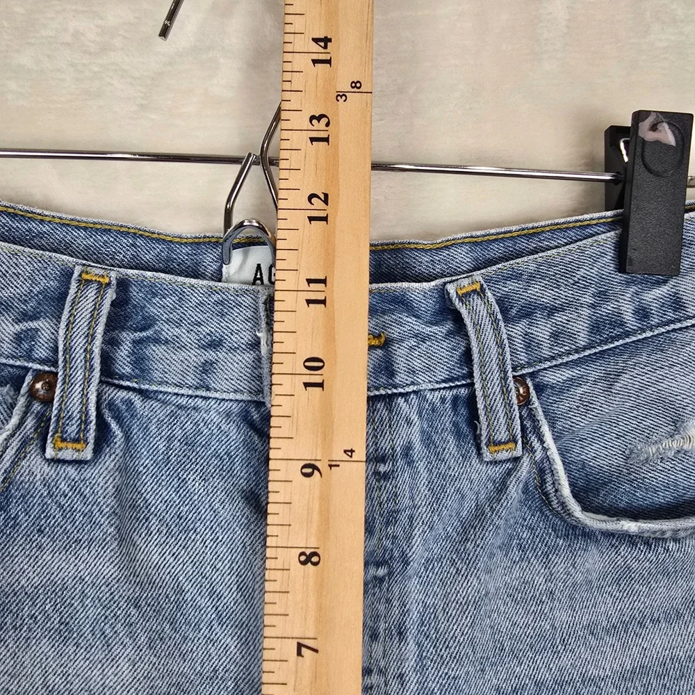 AGOLDE Parker Long High Rise Distressed Denim Shorts Light Wash 28 A9010-811